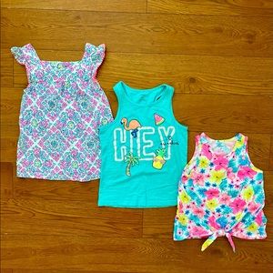 Girls Tropical Tank Top Shirts Bundle (3) - Size 7